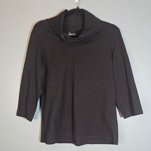 D & CO Essentials Women's Black Cowl Neck Long Sleeve Top Size XS